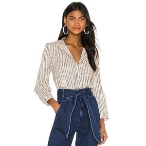 Apiece Apart Core Bravo Top Wabi Dot Print Cream Black 100% Cotton Size 10 Boho‎